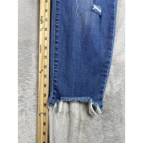 Judy Blue Women's Jeans 1XL Distressed Straight Fit Blue Raw Hem High Rise - Picture 4 of 9